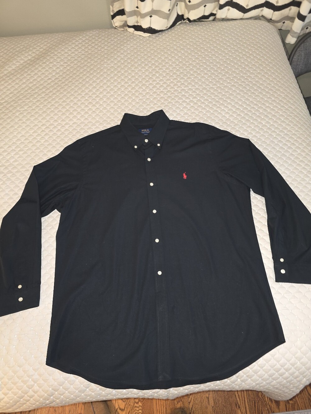 XL - Polo by Ralph Lauren Black Long-Sleeve Button-Down Shirt with Red Pony.